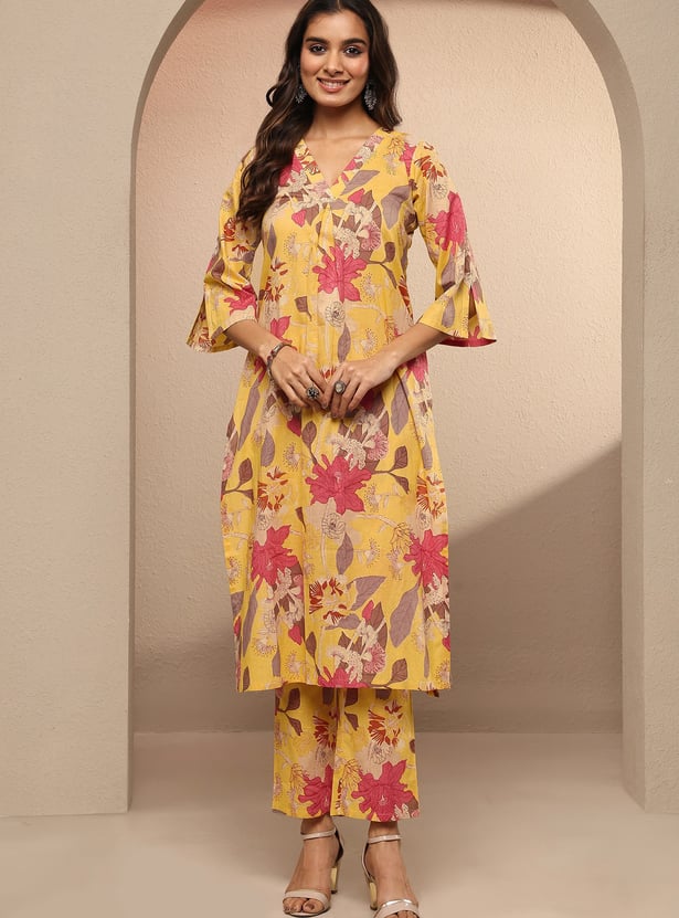 LIBAS Floral Print Straight Kurta Set