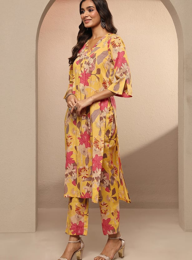 LIBAS Floral Print Straight Kurta Set