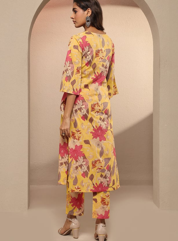 LIBAS Floral Print Straight Kurta Set