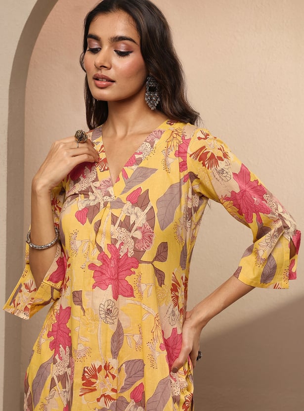 LIBAS Floral Print Straight Kurta Set