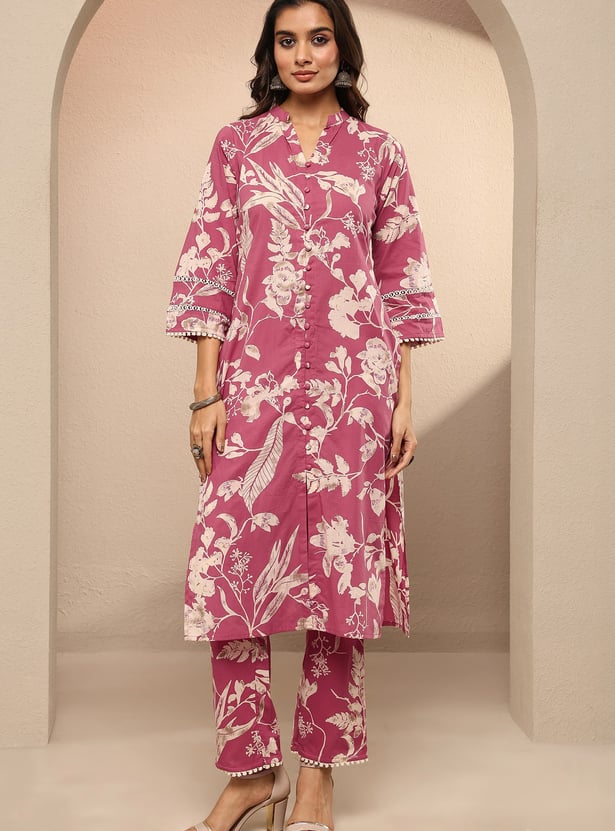 LIBAS Floral Print Straight Kurta Set