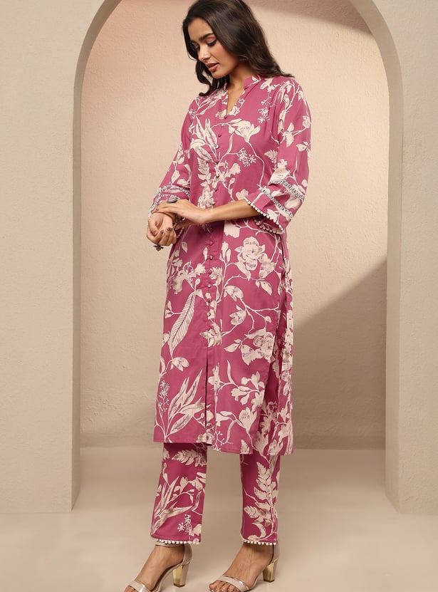 LIBAS Floral Print Straight Kurta Set