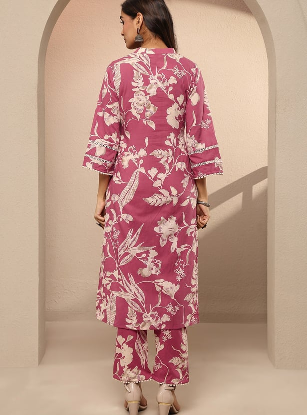 LIBAS Floral Print Straight Kurta Set
