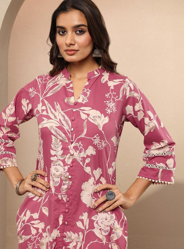 LIBAS Floral Print Straight Kurta Set