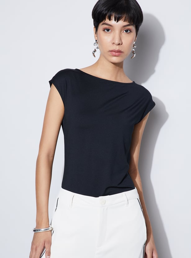 CODE Solid Boat Neck Top