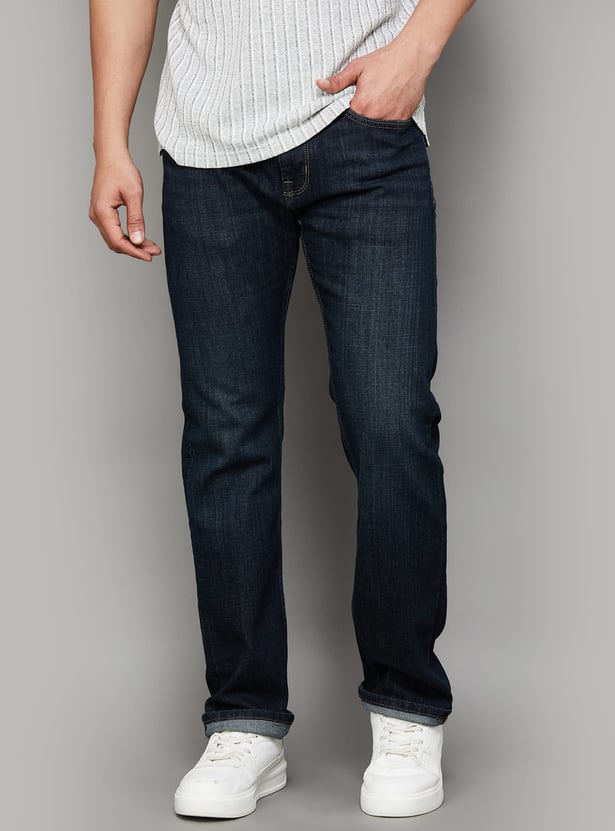 FLYING MACHINE Washed Regular Straight Jeans