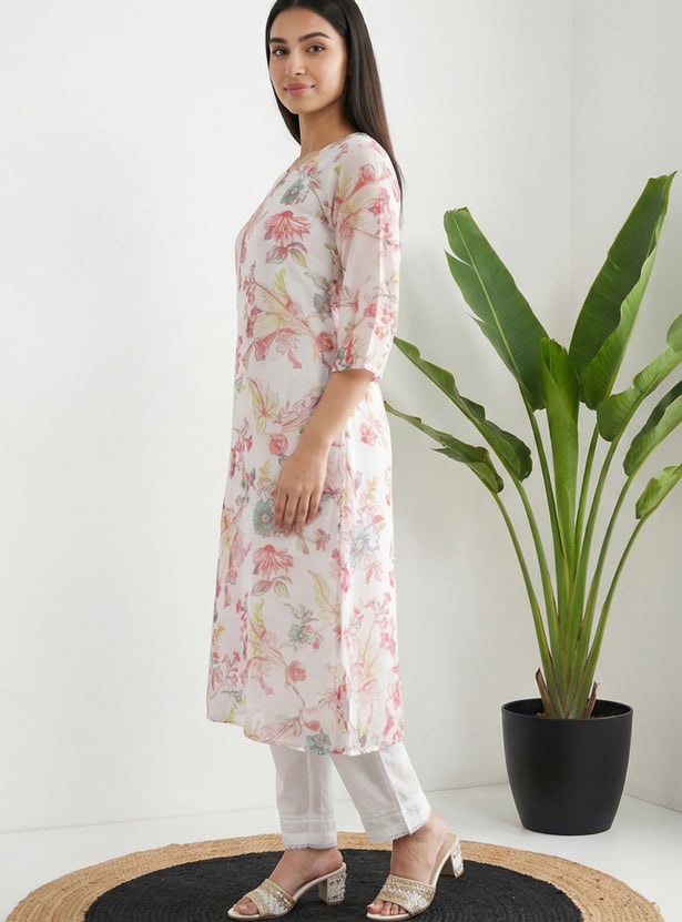AURELIA Floral Print Straight Kurta