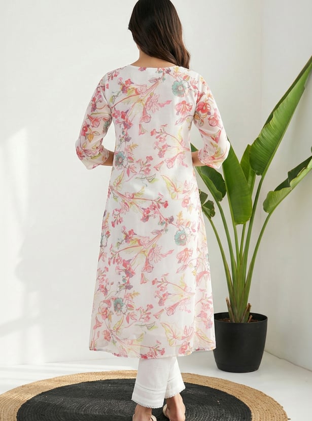 AURELIA Floral Print Straight Kurta