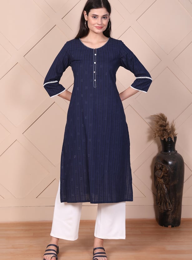 AURELIA Striped Straight Kurta