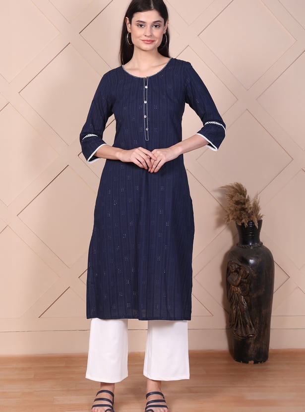 AURELIA Striped Straight Kurta