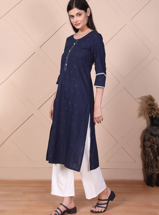 AURELIA Striped Straight Kurta