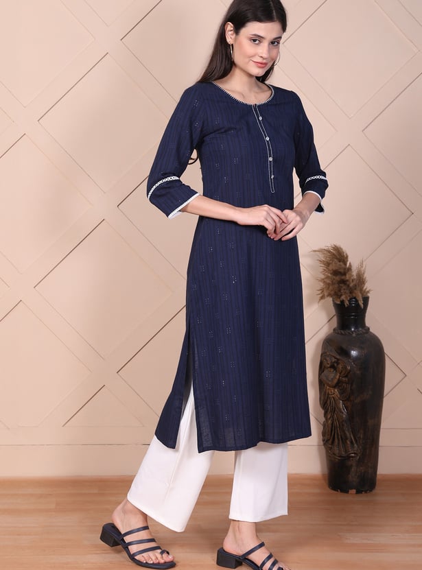 AURELIA Striped Straight Kurta