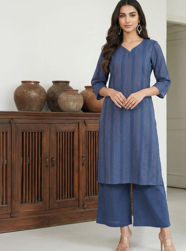 AURELIA Striped Straight Kurta