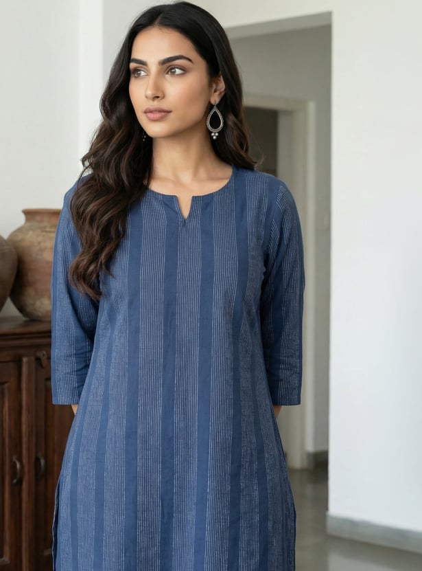 AURELIA Striped Straight Kurta