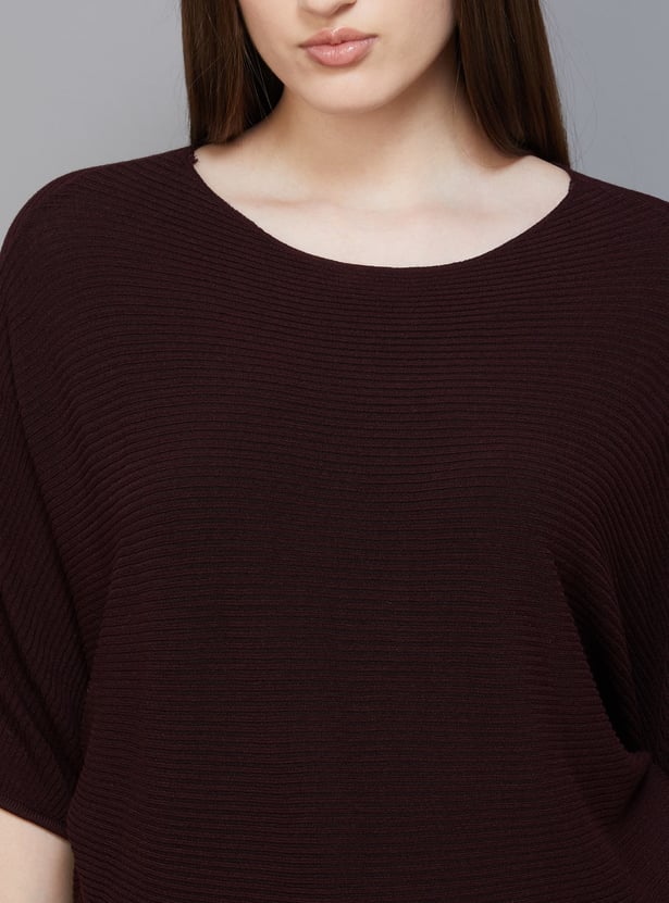 KRAUS Ribbed Batwing Sleeves Top