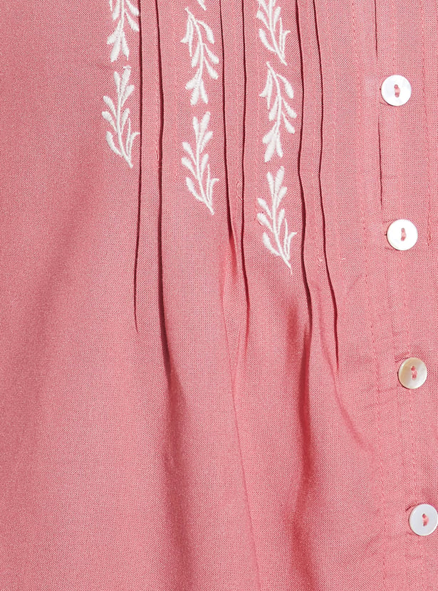 FAME FOREVER Embroidered Buttoned Top