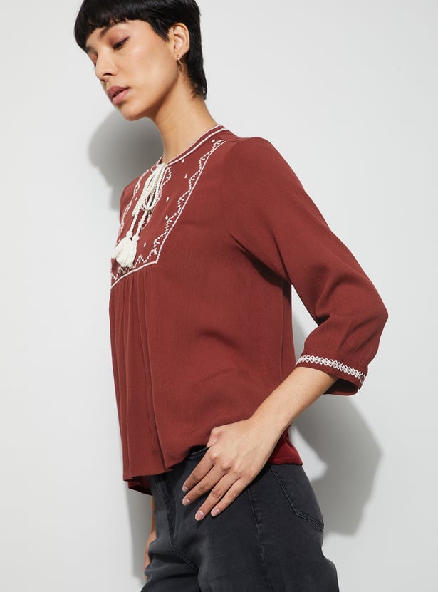 FAME FOREVER Embroidered Top