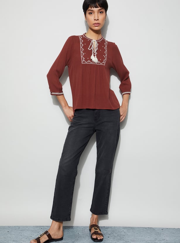FAME FOREVER Embroidered Top