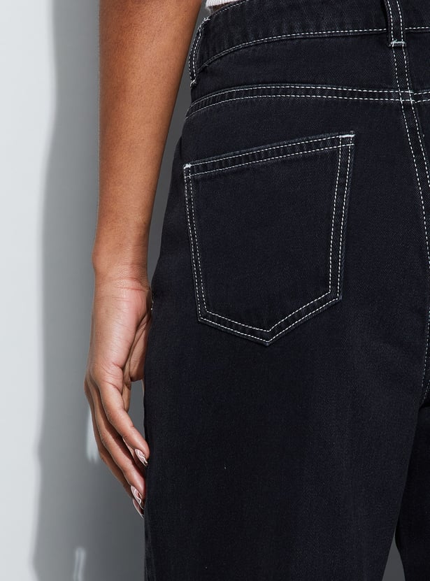 GINGER Solid Wide Leg Jeans