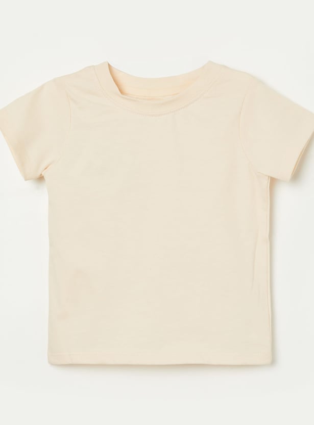 FS MINI KLUB Boys Solid Dungaree with T-shirt Set