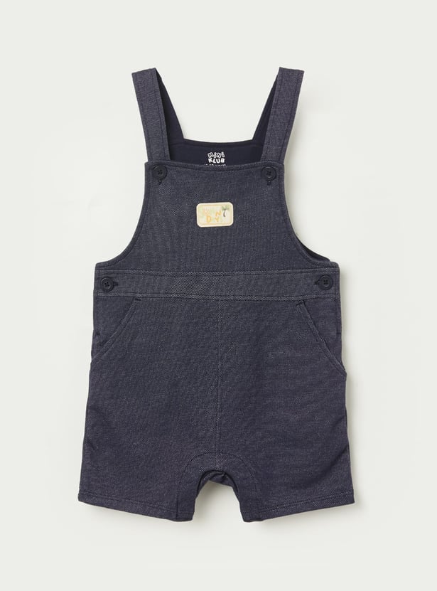 FS MINI KLUB Boys Solid Dungaree with T-shirt Set