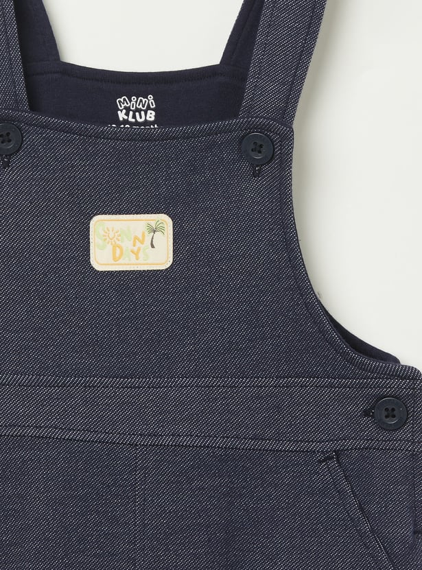 FS MINI KLUB Boys Solid Dungaree with T-shirt Set