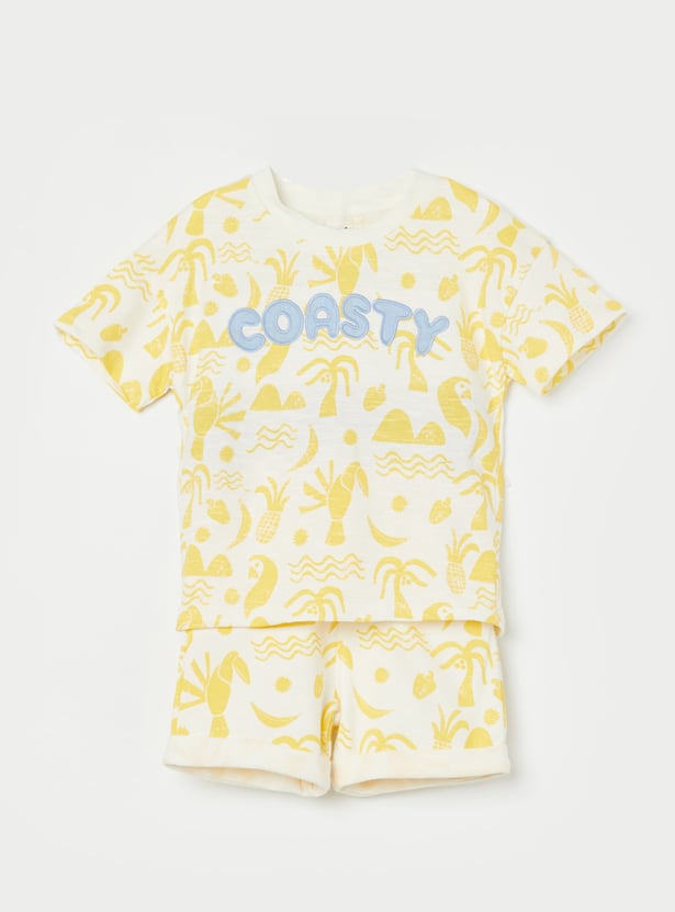 FS MINI KLUB Boys Tropical Print T-shirt with Shorts