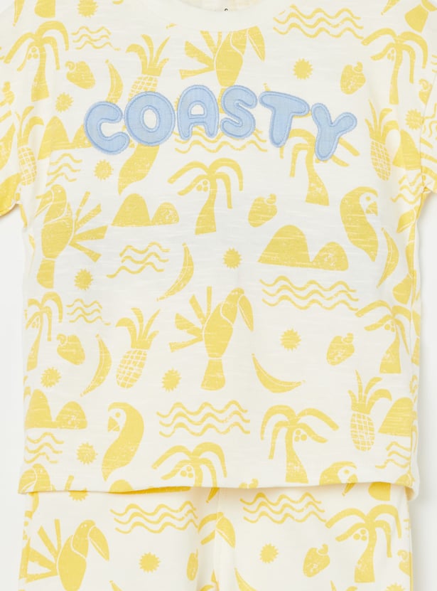 FS MINI KLUB Boys Tropical Print T-shirt with Shorts
