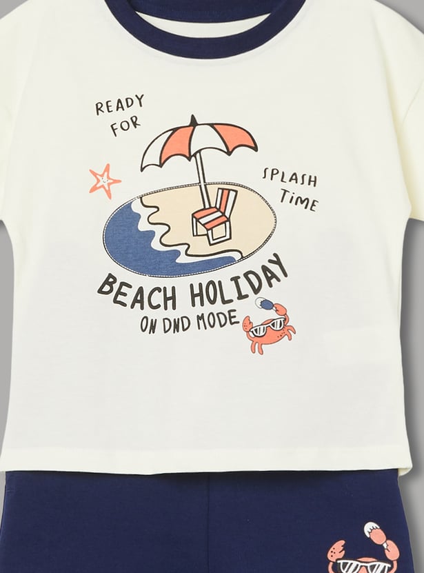 FS MINI KLUB Boys Graphic Print T-shirt with Shorts
