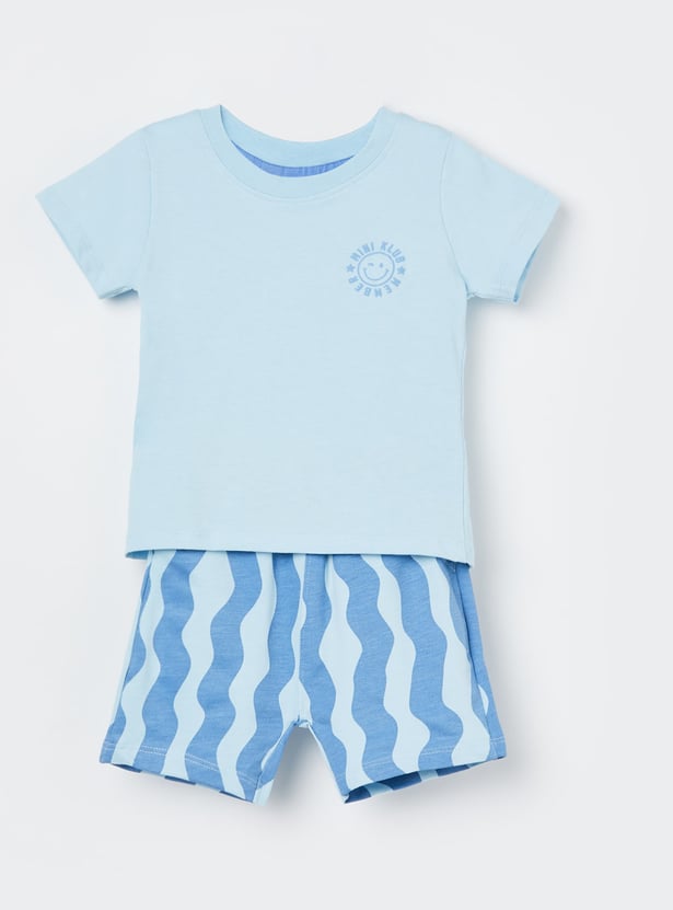 FS MINI KLUB Boys Printed T-shirt with Shorts