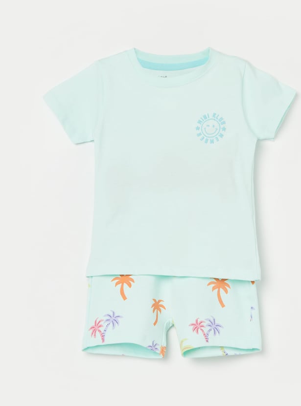 FS MINI KLUB Boys Tropical Print T-shirt with Shorts