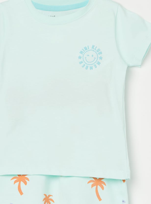 FS MINI KLUB Boys Tropical Print T-shirt with Shorts