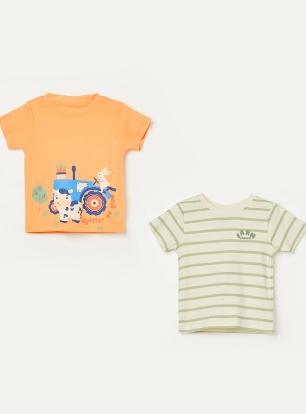 FS MINI KLUB Boys Assorted T-shirt - Pack of 2