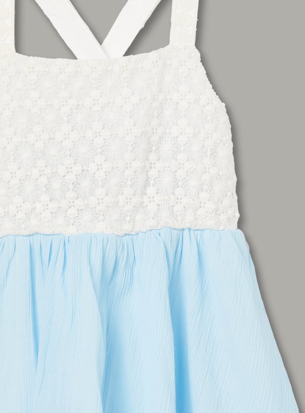 FS MINI KLUB Girls Lace-Textured A-Line Dress