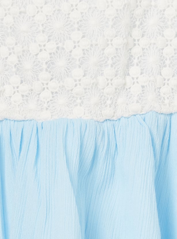 FS MINI KLUB Girls Lace-Textured A-Line Dress