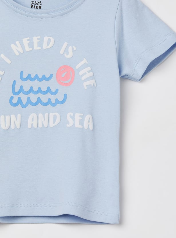 FS MINI KLUB Girls Graphic Print T-shirt - Pack of 2