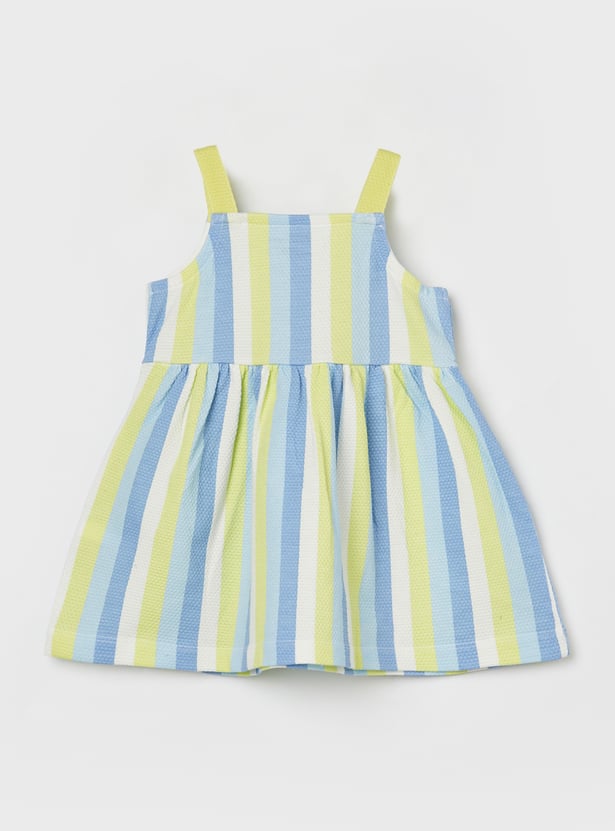 FAME FOREVER Girls Striped Tie-Up A-Line Dress