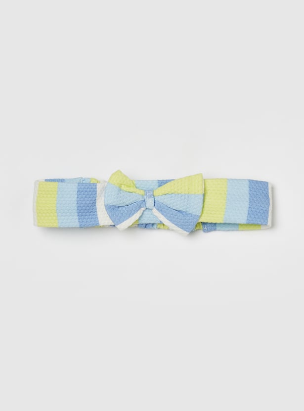FAME FOREVER Girls Striped Tie-Up A-Line Dress