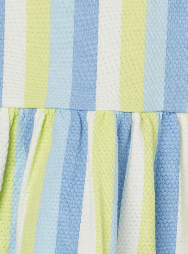 FAME FOREVER Girls Striped Tie-Up A-Line Dress