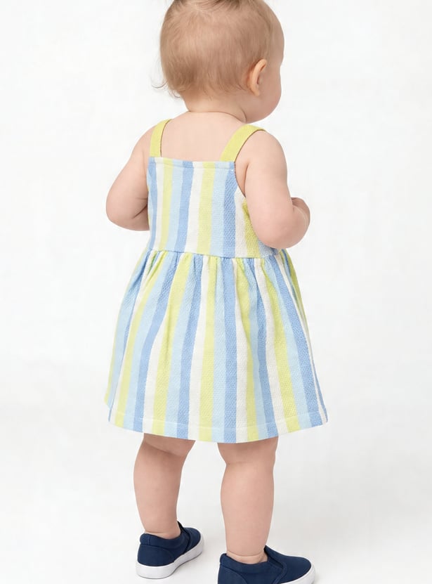 FAME FOREVER Girls Striped Tie-Up A-Line Dress