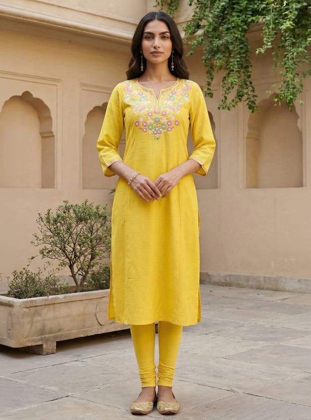 AURELIA Embroidered Straight Kurta