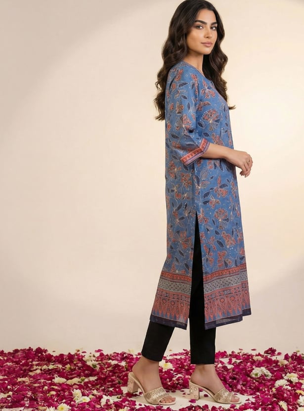 AURELIA Floral Print Straight Kurta