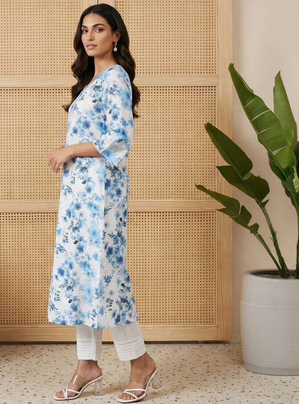 AURELIA Floral Print Straight Kurta