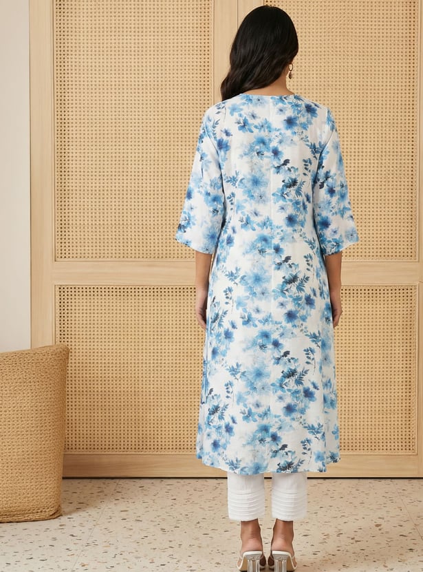 AURELIA Floral Print Straight Kurta