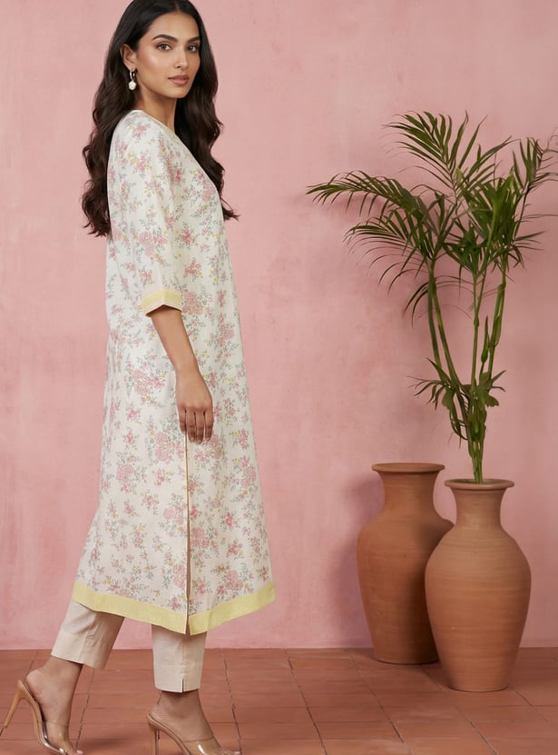 AURELIA Floral Print Straight Kurta