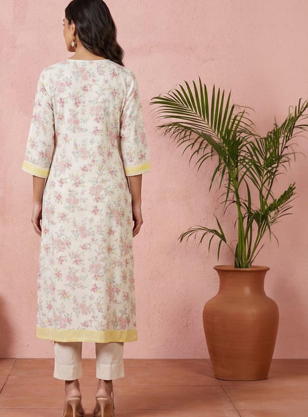 AURELIA Floral Print Straight Kurta