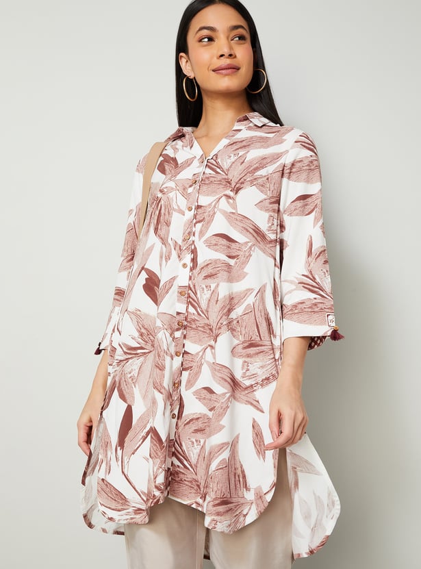 MELANGE Floral Print Curved Hem Kurta