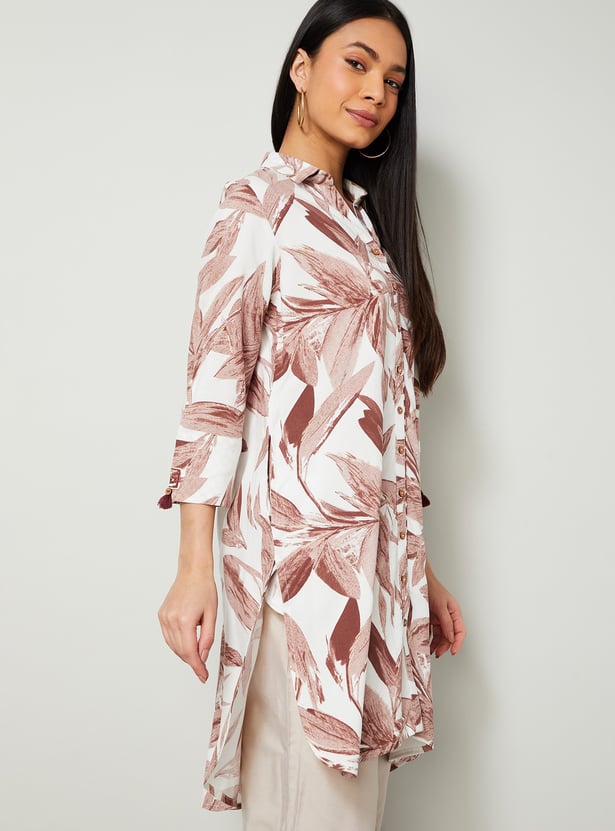 MELANGE Floral Print Curved Hem Kurta