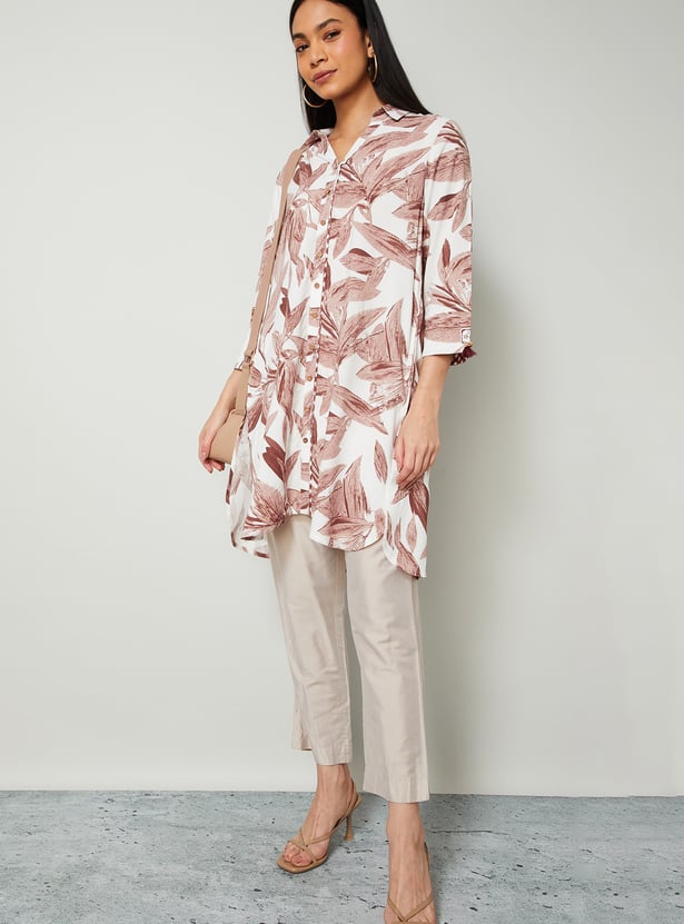 MELANGE Floral Print Curved Hem Kurta