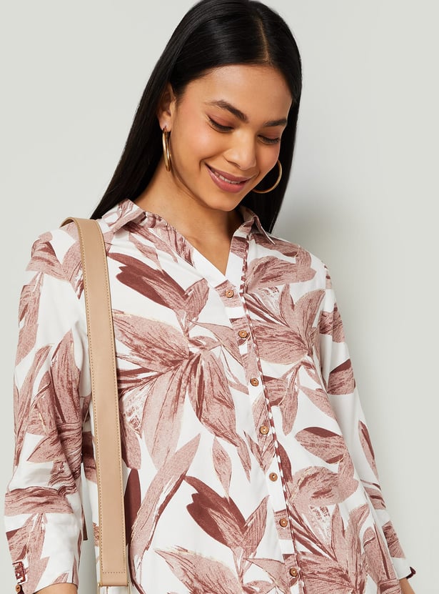 MELANGE Floral Print Curved Hem Kurta